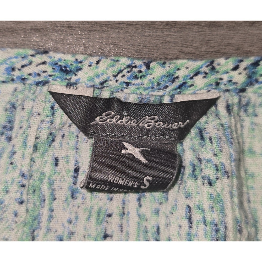 Eddie Bauer Green Blue Abstract Print Quarter Button Tank Artsy Resort Sz S - Picture 3 of 8